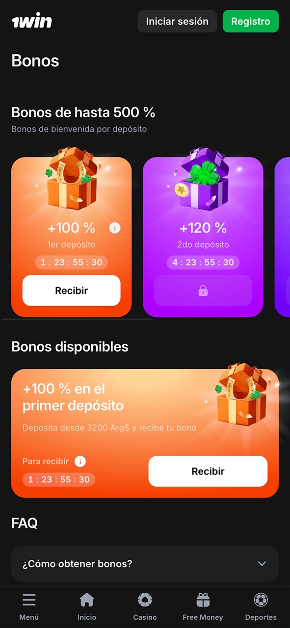 Bonos exclusivos en la aplicación 1Win Balloon.