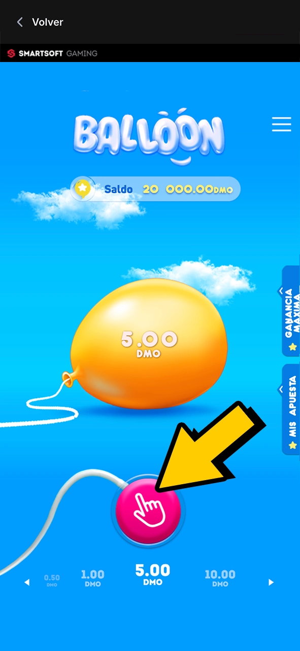 Busca el juego Balloon dentro de la app 1Win.