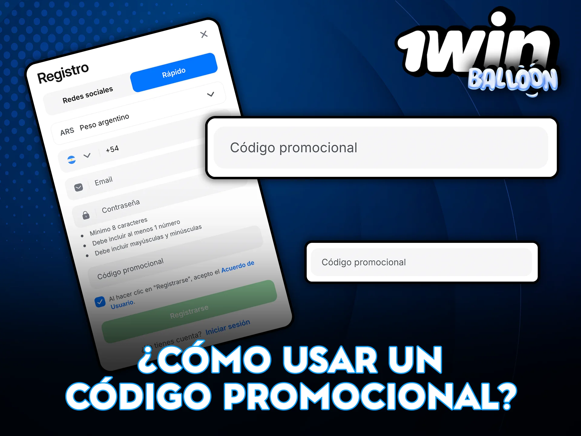 Cómo usar un código promocional en 1Win Balloon.