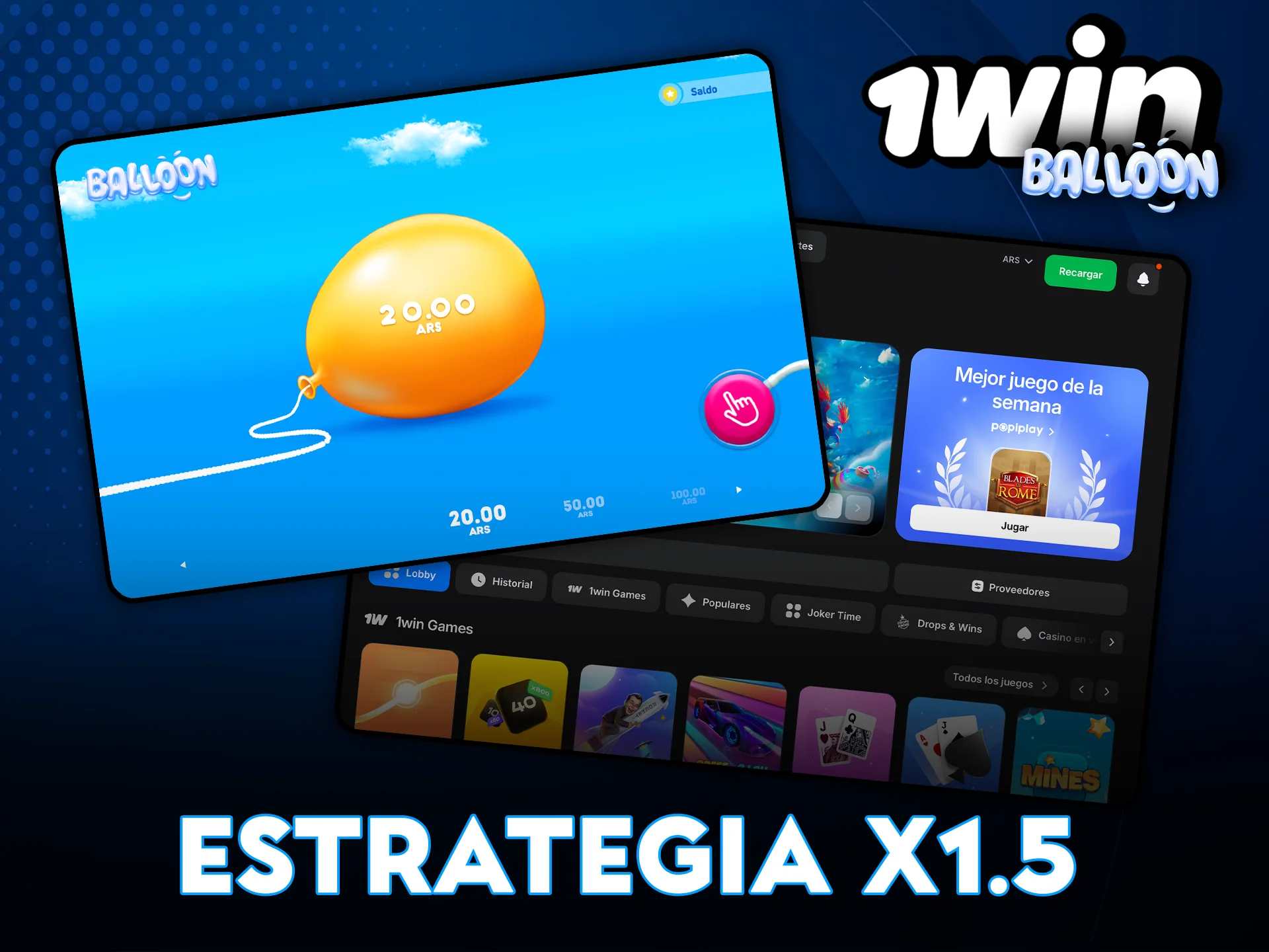 Estrategia x1.5 en 1Win Balloon.