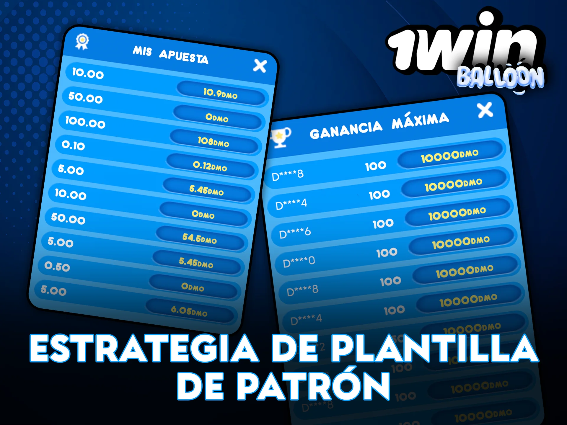 Estrategia de plantilla de patrón en 1Win Balloon.