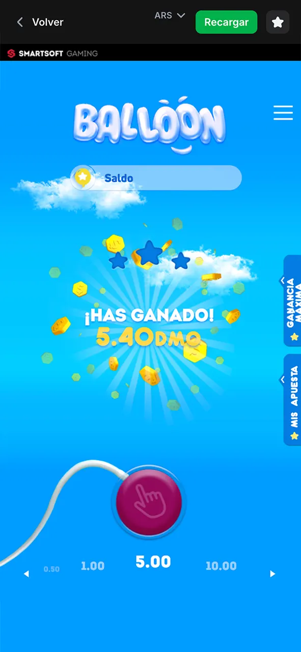 Retírate a tiempo y asegura ganancias en 1Win Balloon.