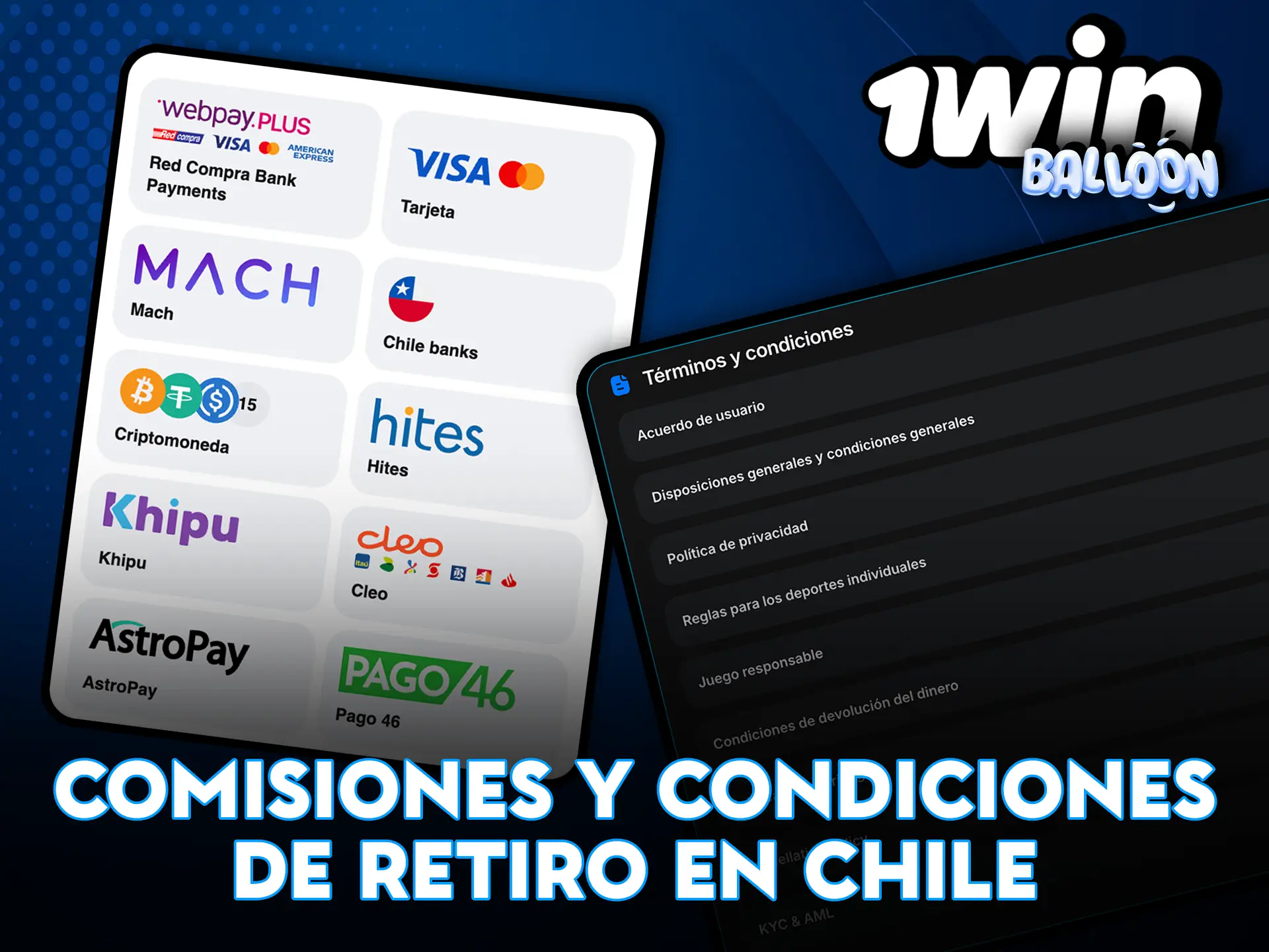 Comisiones y condiciones de retiro en Chile en 1Win Balloon.